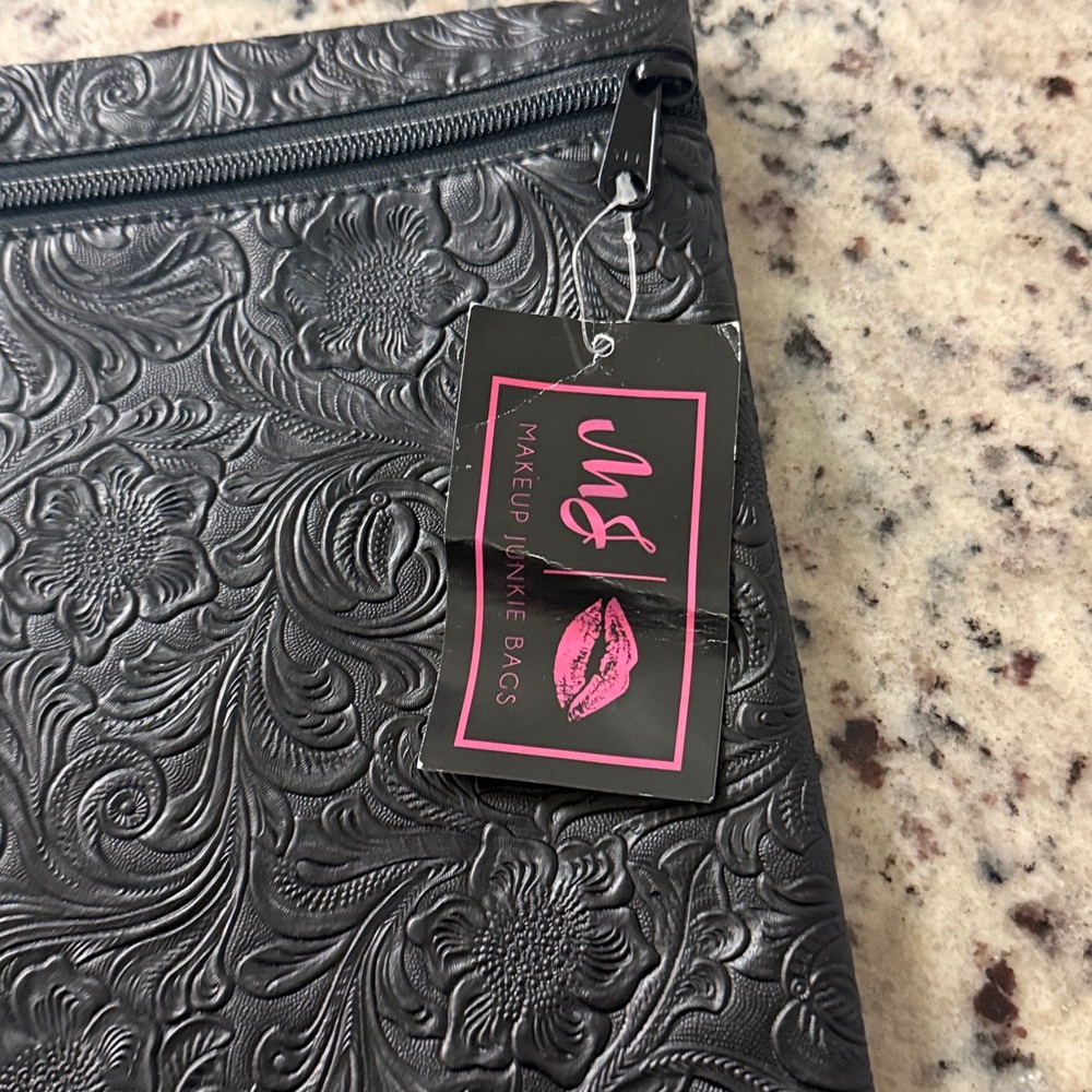 Makeup Junkie Black Embossed Zipper Pouch - Picture 4 of 5